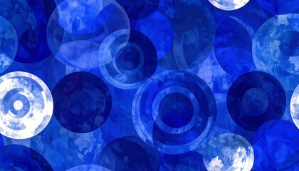 A vibrant design featuring layered circles in shades of deep blue and white, creating a captivating visual pattern.