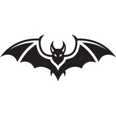 Silhouette of a bat with spread wings isolated on white background, a vector illustration for halloween and spooky designs