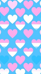Pastel hearts on a light blue background