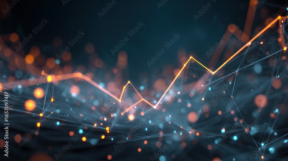 Aufkleber abstract data visualization: network growth and connectivity