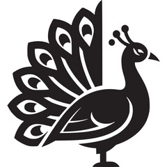 Elegant peacock with beautiful feathers isolated on white background, a symbol of beauty, grace, and exotic charm in nature