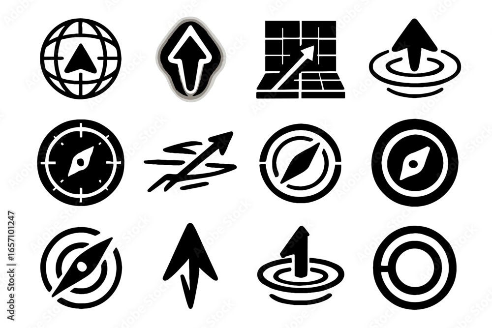 Aufkleber orientation rotating vector icon floating icons pointer glowing futuristic layered ring compass