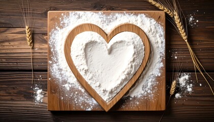Heart-shaped wooden flour board