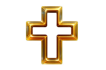 Fototapeta premium Golden Christian Cross Shining on Transparent Background