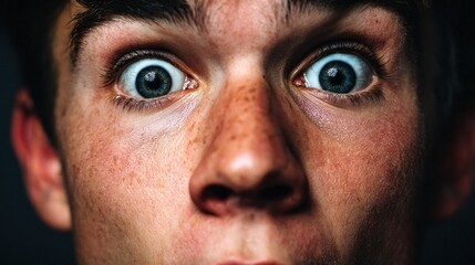 Obraz premium Astonished Gaze: A Close-Up Portrait of Shock and Surprise