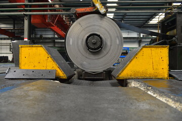 Hot rolled strip steel in the warehouse