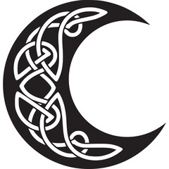 Celtic knot crescent moon isolated on white background, a symbol of ancient irish and celtic heritage with intricate knotwork design © SurrealSee