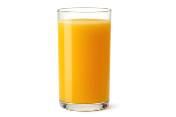 Glass of refreshing orange juice on transparent background