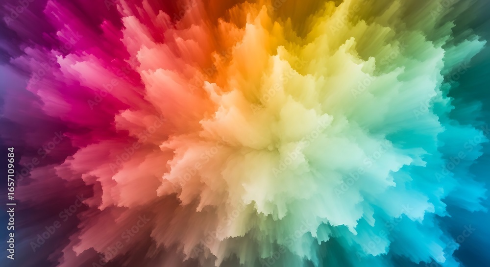 Aufkleber vibrant rainbow color explosion abstract background with dynamic motion and energetic splash