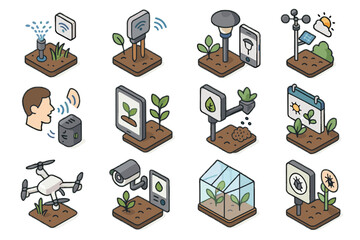 Pest icons plant control garden gardening light icon vector smart panel dispenser