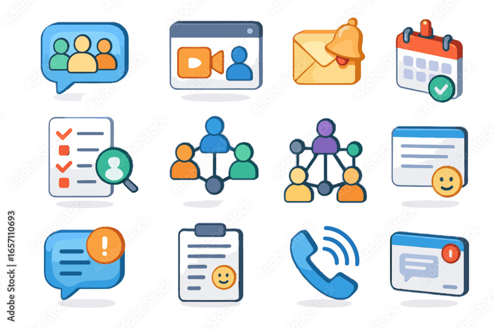 Poster communication video vector update task migration icons email assignment voice envelope icon