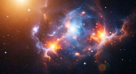 Vibrant nebula with glowing stars and cosmic dust in deep space, a colorful astronomical phenomenon