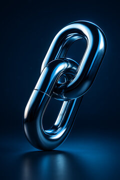 Shiny chrome chain link with blue lighting; Elo de corrente cromado brilhante com ilumina&ccedil;&atilde;o azul