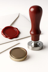 Red wax seal on white paper / Selo de cera vermelha sobre papel branco