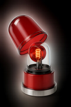 Tilted red emergency siren lamp isolated; L&acirc;mpada de sirene de emerg&ecirc;ncia inclinada isolada