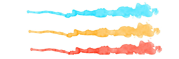 Watercolor Brush Strokes Artistic strokes of watercolor paint in vibrant hues of blue, yellow, and red, each stroke capturing unique flow and texture