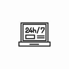 24 7 laptop icon sign vector