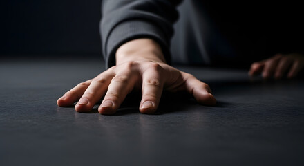 Reaching Out A Hand Extending Over a Dark Surface