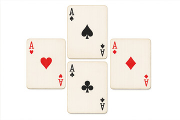 Obraz premium Four Aces playing cards on transparent background showing gambling and betting