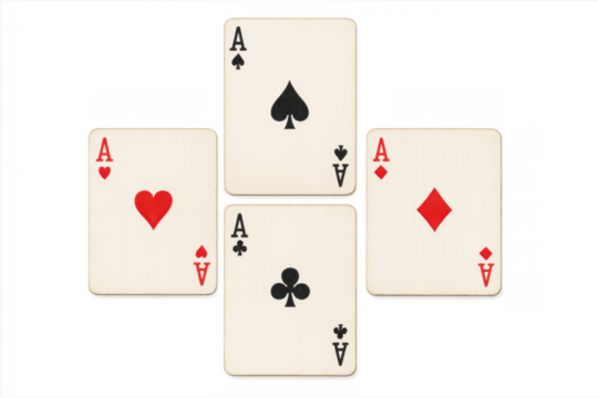 Four Aces playing cards on transparent background showing gambling and betting - Powered by Adobe