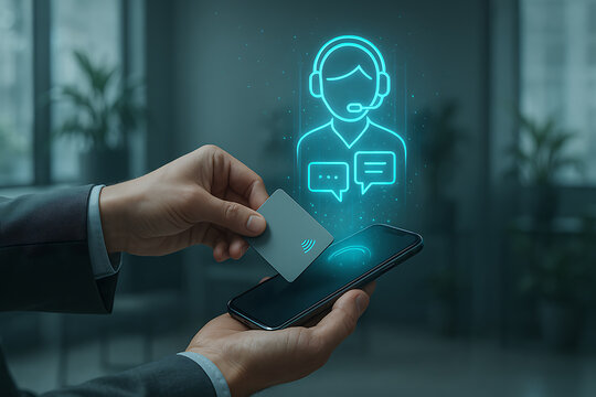 Customer support hologram on phone / Holograma de suporte ao cliente no telefone