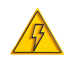 Yellow triangle warning sign with a black lightning bolt symbol against a solid black background.