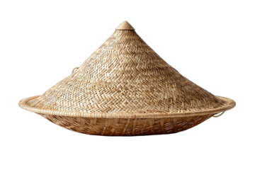 Light beige woven conical hat