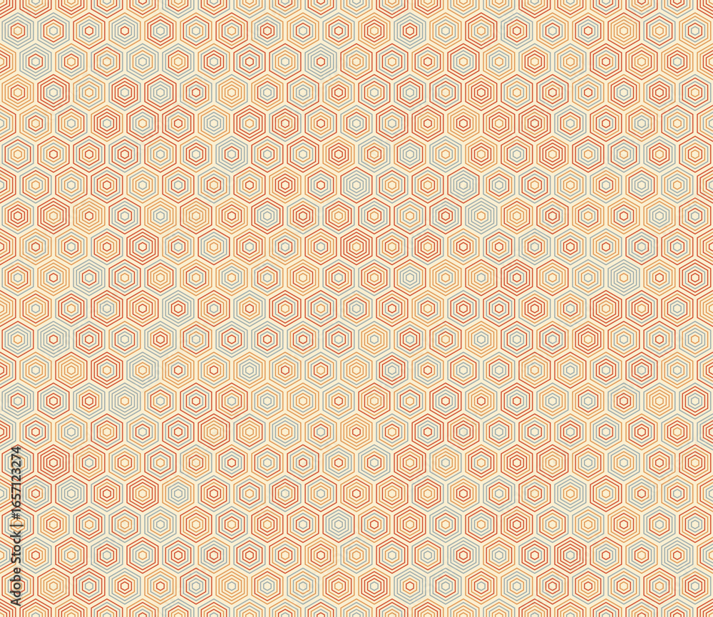 Poster tileabe mosaic background. hexagon stacked mosaic cells. hexagon geometric shapes. multiple tones co