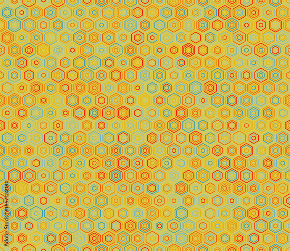 Poster hexagonal pattern background. bold stacked rounded hexagons mosaic cells. hexagon geometric shapes. 