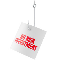 No risk investment bait on hook, 3D rendering