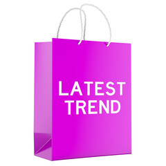 Latest Trend concept with shopping bag. 3D rendering