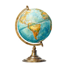 hand painted watercolor globe isolated background

