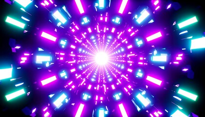 Neon tunnel radiating light