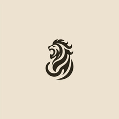 Abstract lion roaring logo in bold minimalist line design.