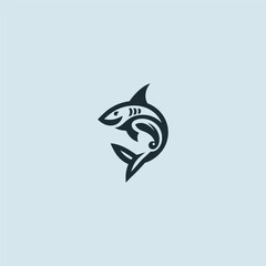 Abstract shark logo in modern and clean minimalist style.