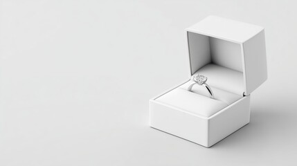 Diamond engagement ring in elegant white jewelry box