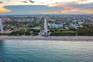 Boca Raton Coastal Sunset Aerial View