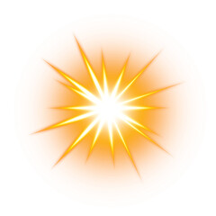 Orange starburst light effect on transparent background
