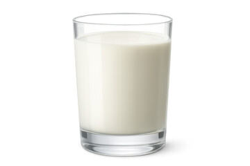 Realistic glass of milk on transparent background