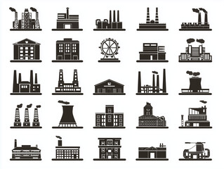 Obraz premium Industrial buildings and factories emitting smoke and pollution