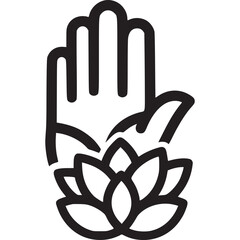 Hand holding a lotus flower, symbol of spa, wellness, yoga and meditation isolated on white background