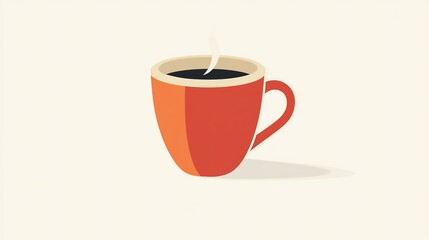 Obraz premium A simple, colorful illustration of a steaming coffee cup on a light background, evoking warmth and comfort.