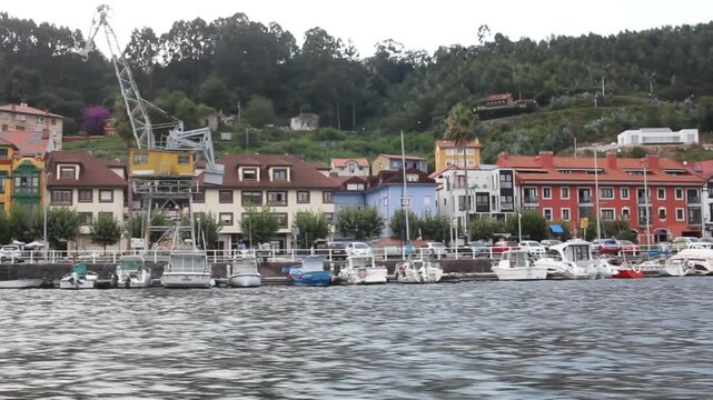 San Esteban de Pravia in Asturias from a boat
