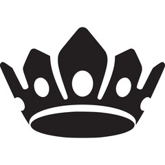 Simple black crown icon isolated on white background, representing royalty, power, and elegance, ideal for minimalist designs and regal themes