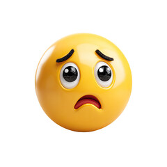 Fototapeta premium Round yellow emoticon, sad expression