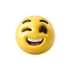 Fototapeta premium 3D rendered winking smiley face. Smiling, expressive