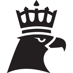 Eagle head with crown isolated on white background, a regal symbol of power, perfect for heraldic designs and vintageinspired projects