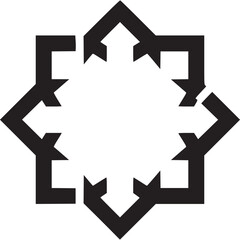 Geometric star shape with arrows pointing outwards isolated on white background, perfect for logo or decorative design