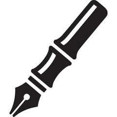Fountain pen icon isolated on white background, a classic writing tool for calligraphy, literature, and creative design