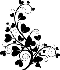 Silhouette illustration of an abstract fantasy plant with heart shaped leaves